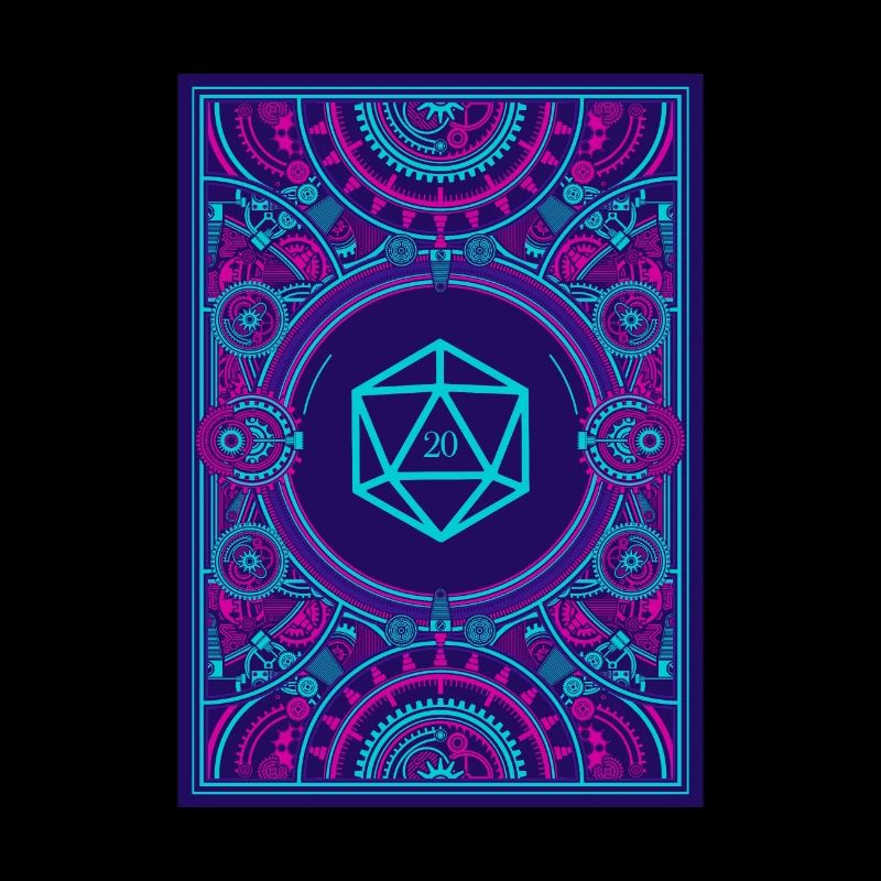 Synthwave Polyedral D20 Würfel Retrowave Steampunk