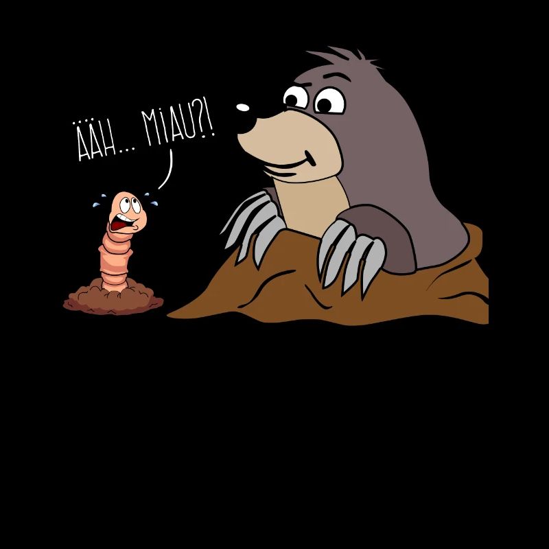 Mole and earthworm - funny graphics