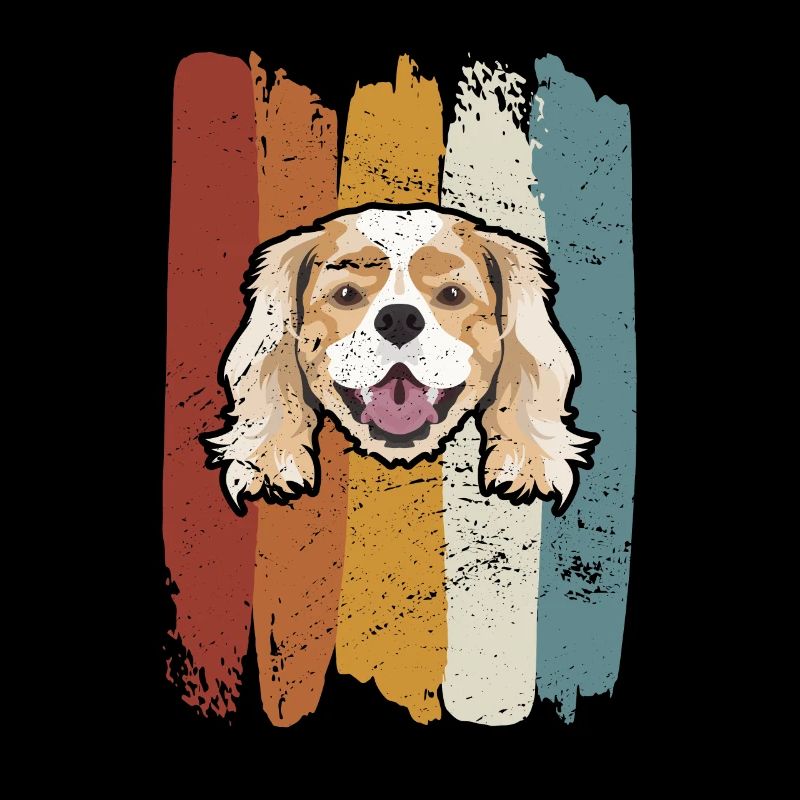 Cavalier souriant King Charles Spaniel rétro