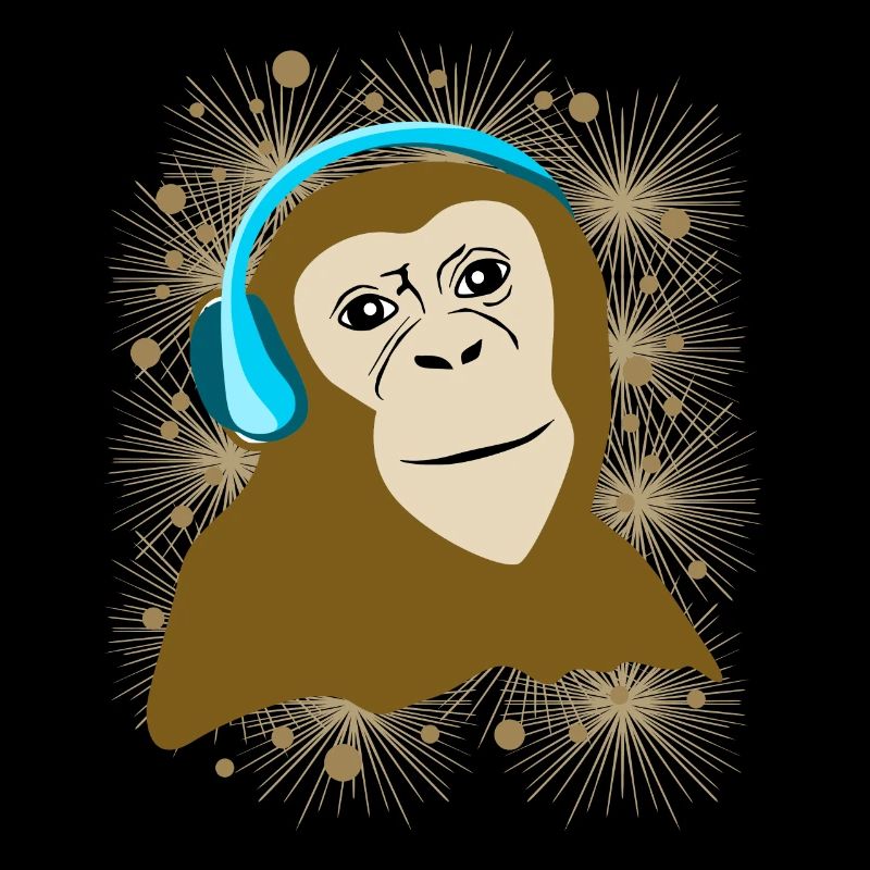 Monkey listens to music monkey