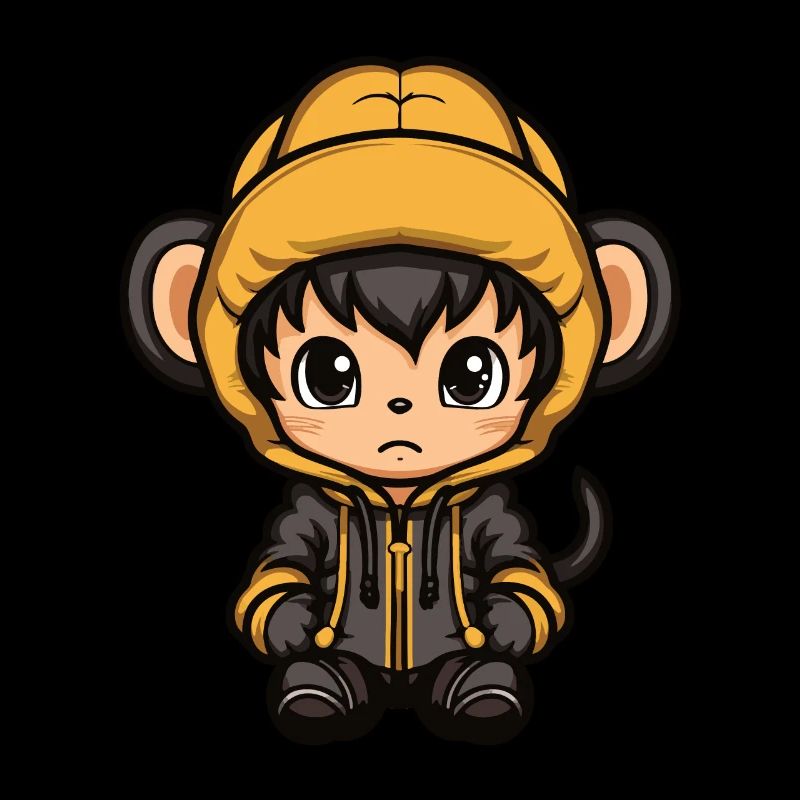 Monkey Winter Comic Cute