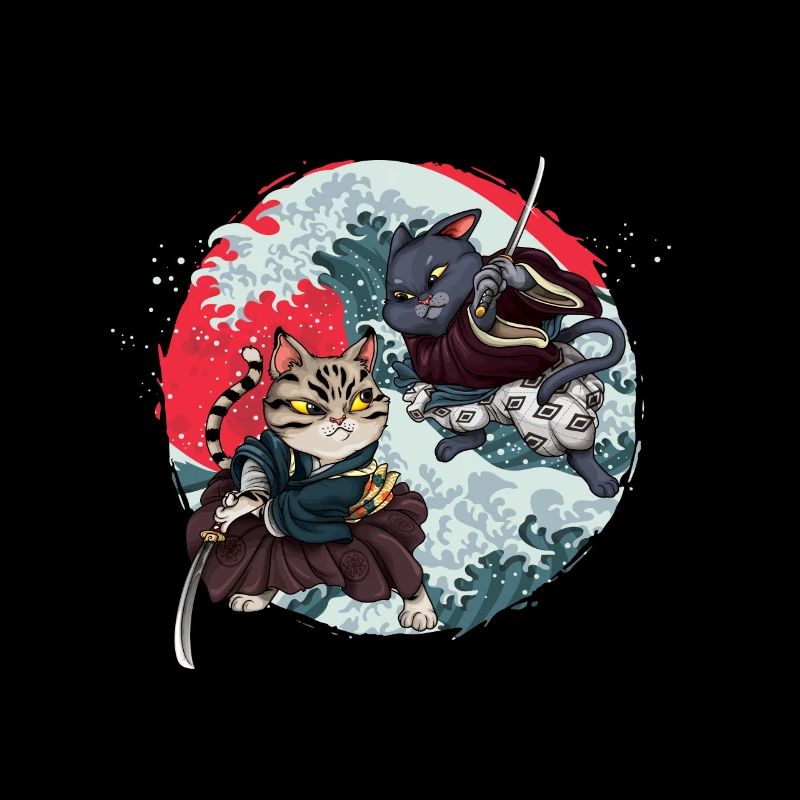 Samurai Katzen Kendo Ninja Japan Katana Sinobi Geschenk
