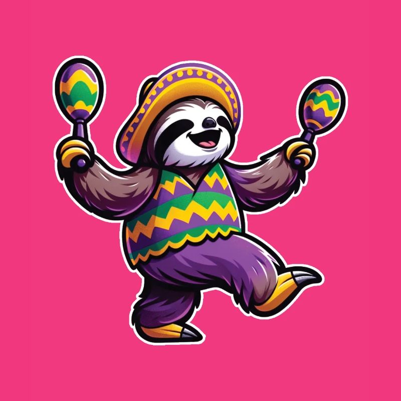 Mardi Gras Sloth - Celebrate Carnival Dancing