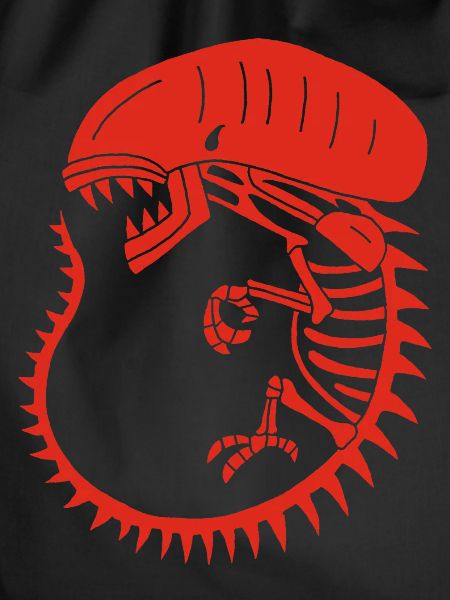 Red alien monster skeleton