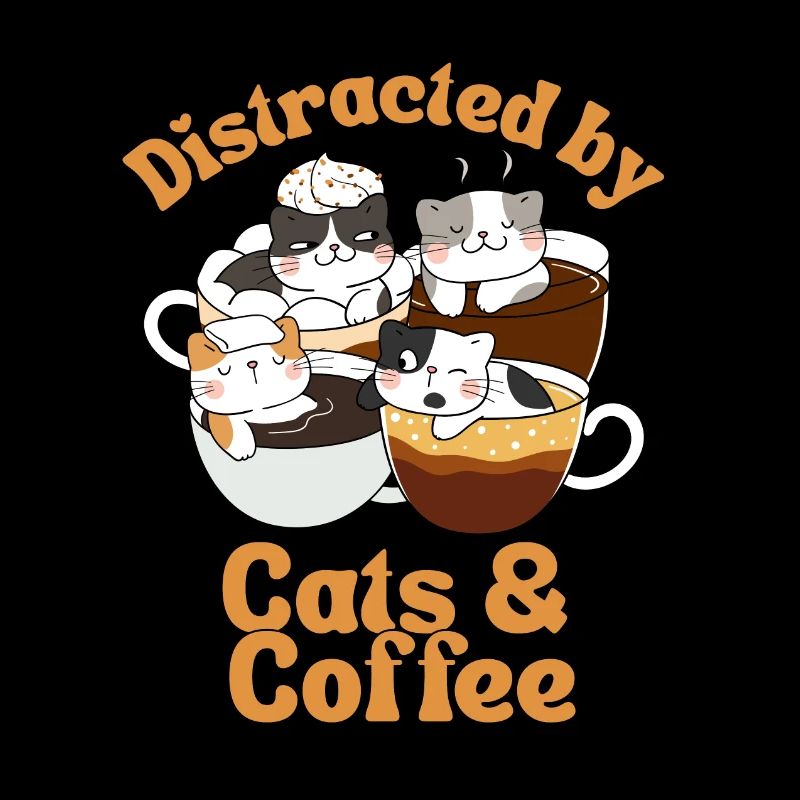 Coffee Cat kawaii Coffee and Cat Lovers