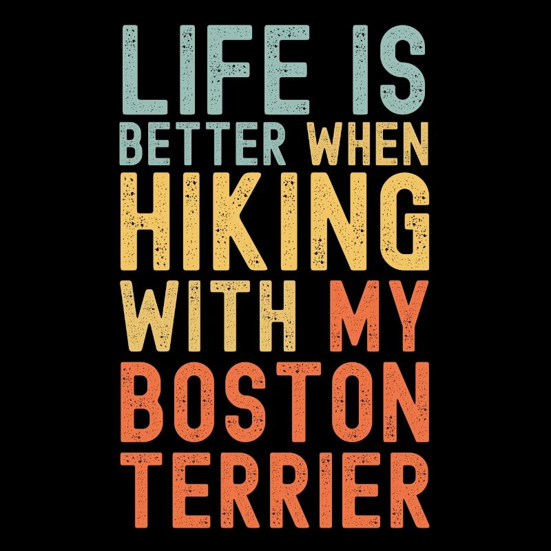Boston-Terrier Hiking dog retro