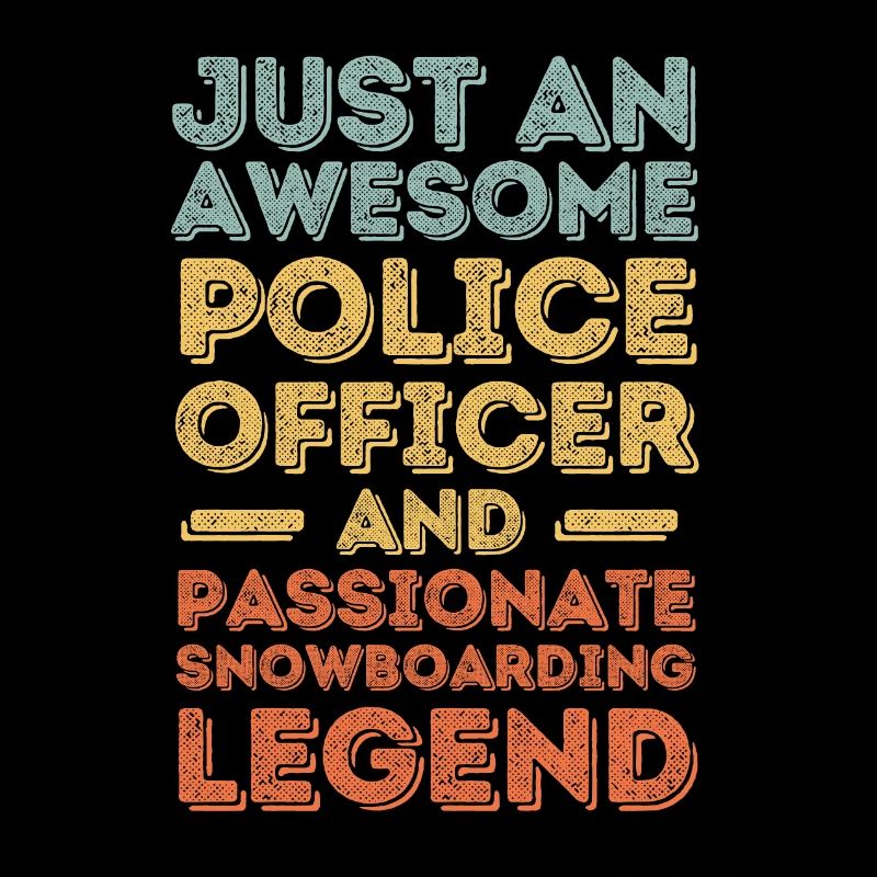 Policeman Snowboarding retro