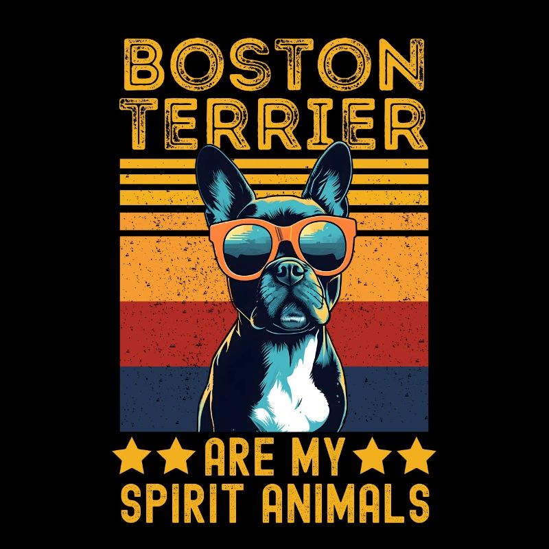 Boston Terrier avec lunettes de soleil rétro