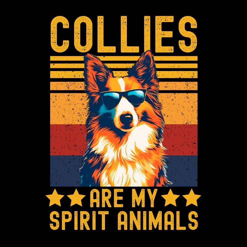 Collie with sunglasses retro