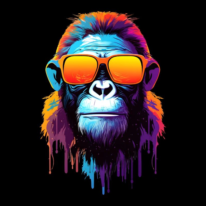 Chimpanzé coloré avec des lunettes de soleil