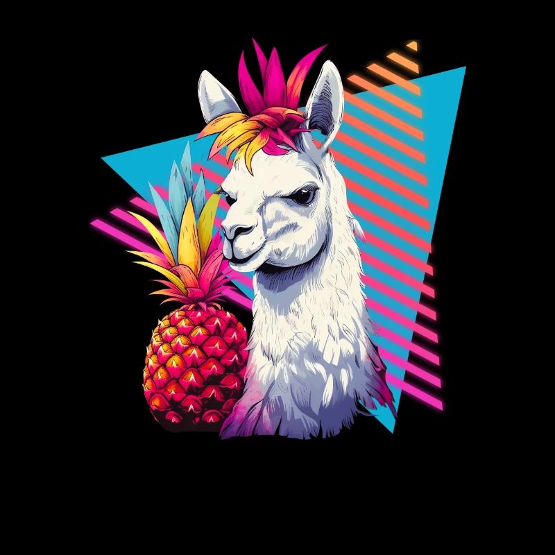 Lama mit Ananas 80er Jahre Stil