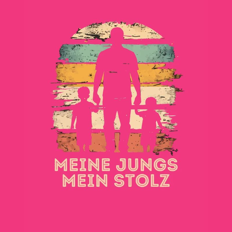 Vater mit zwei Söhnen vintage Vatertag