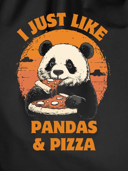 Panda eats pizza
