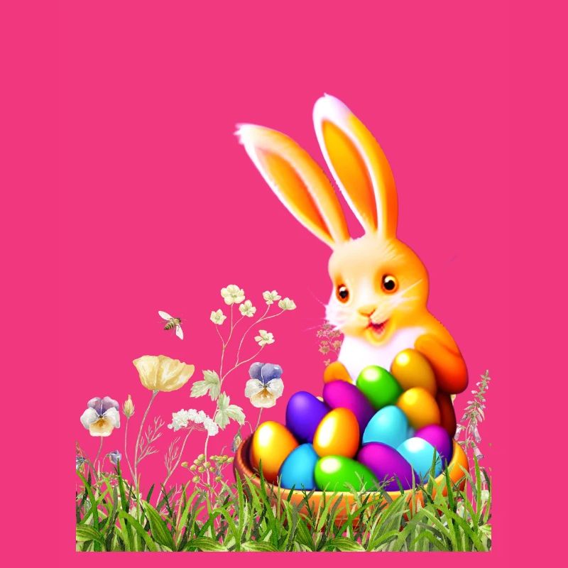 Easter bunny with colorful eggs