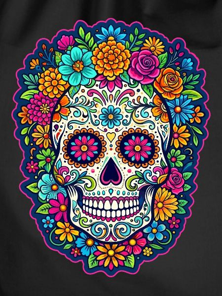 Mexican skull sugar skull flowers