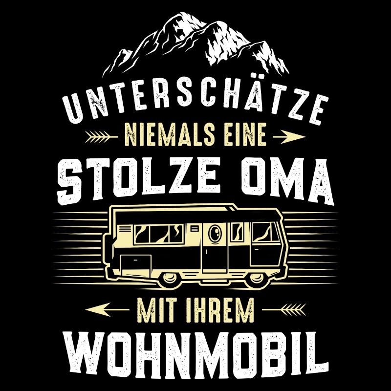 Stolze Oma mit Wohnmobil