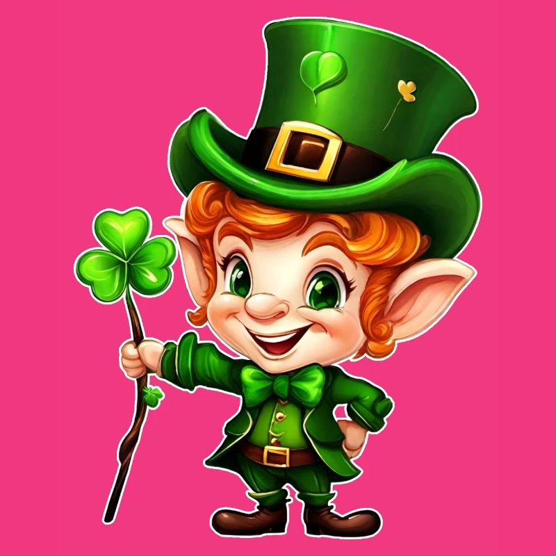 Fille lutin de la Saint-Patrick avec trèfle