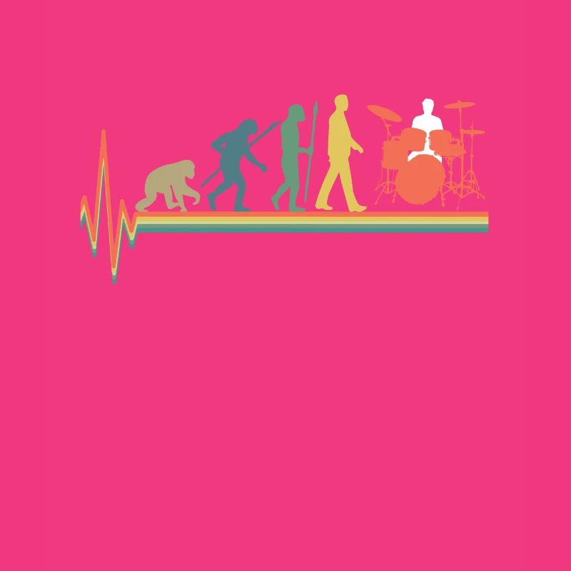 Evolution Drummer Schlagzeug Retro Bunt