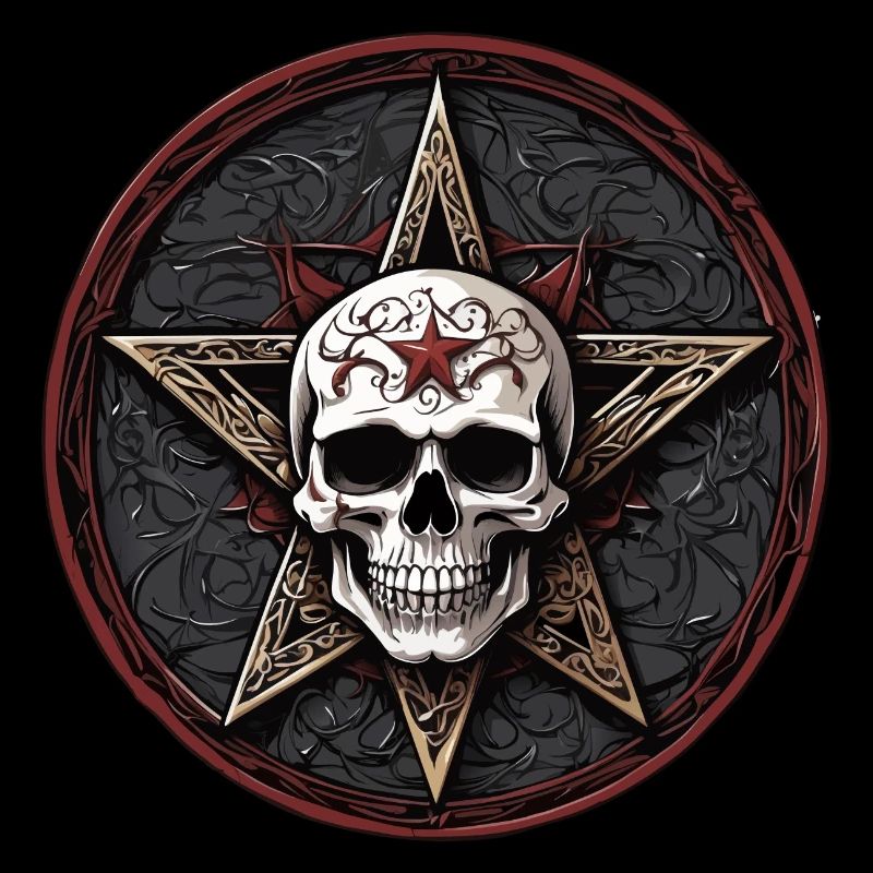 Crâne avec pentagramme de style gothique