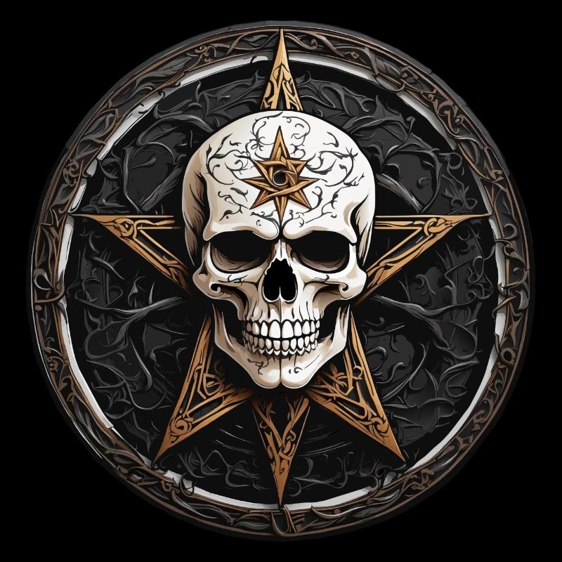 Crâne avec pentagramme de style gothique