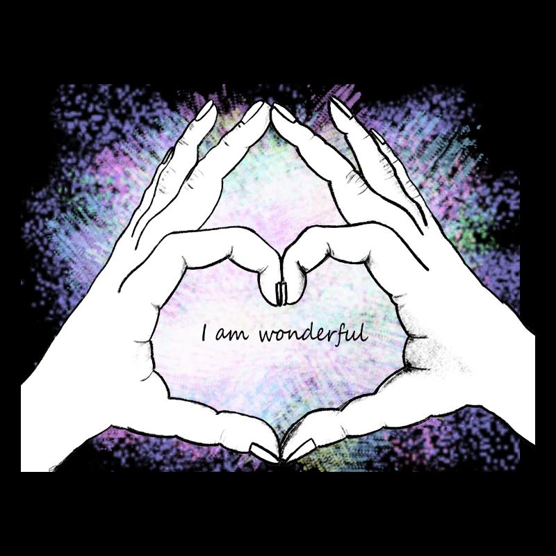 Hände formen ein Herz. I am wonderful