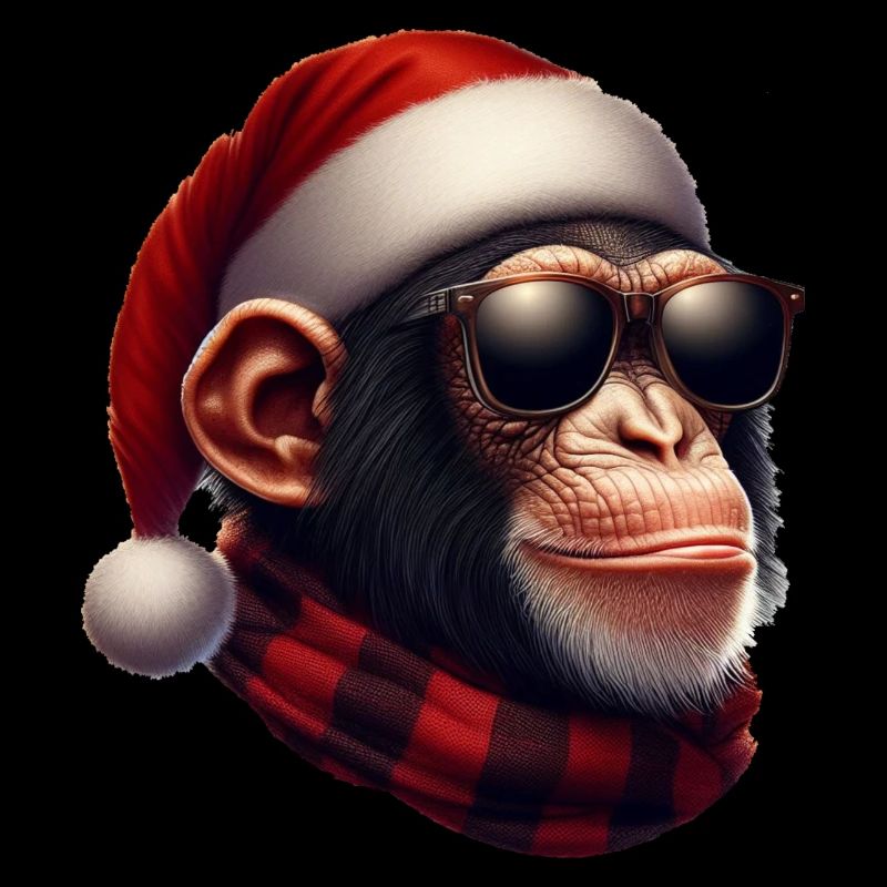 Christmas chimpanzee with Santa hat