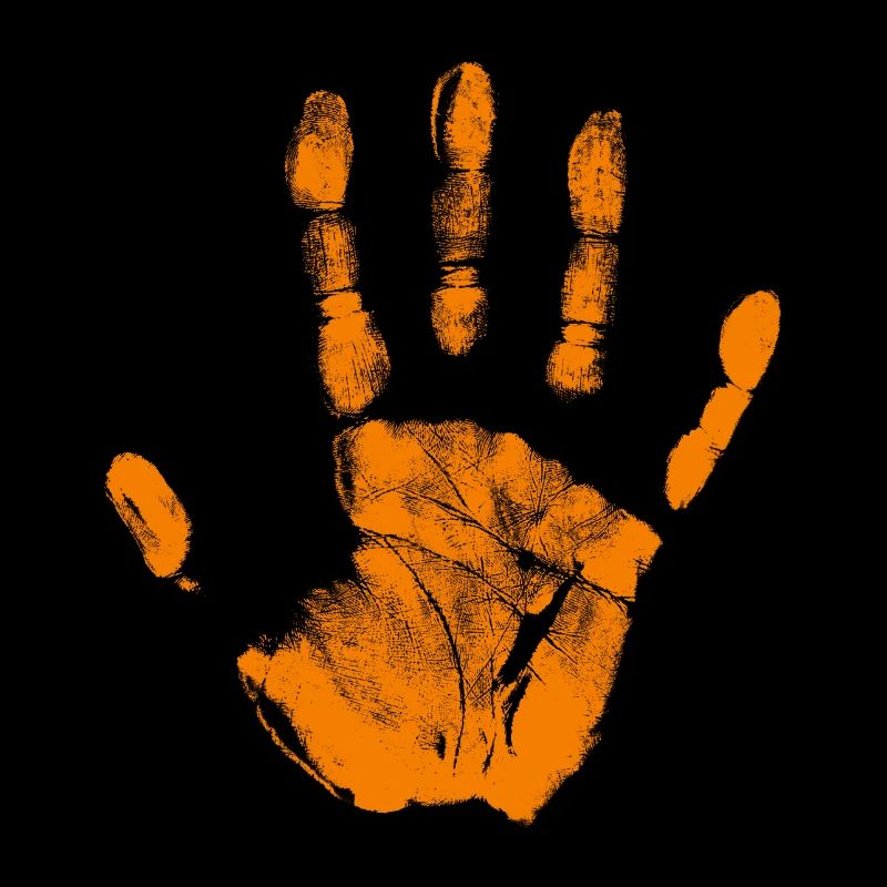 Empreinte de main peinte identité doigts et paume orange