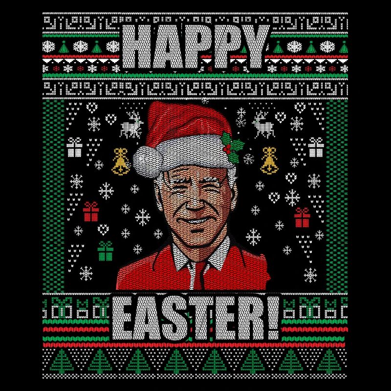 Drôle Biden Pull de Noël laid Joyeuses Pâques