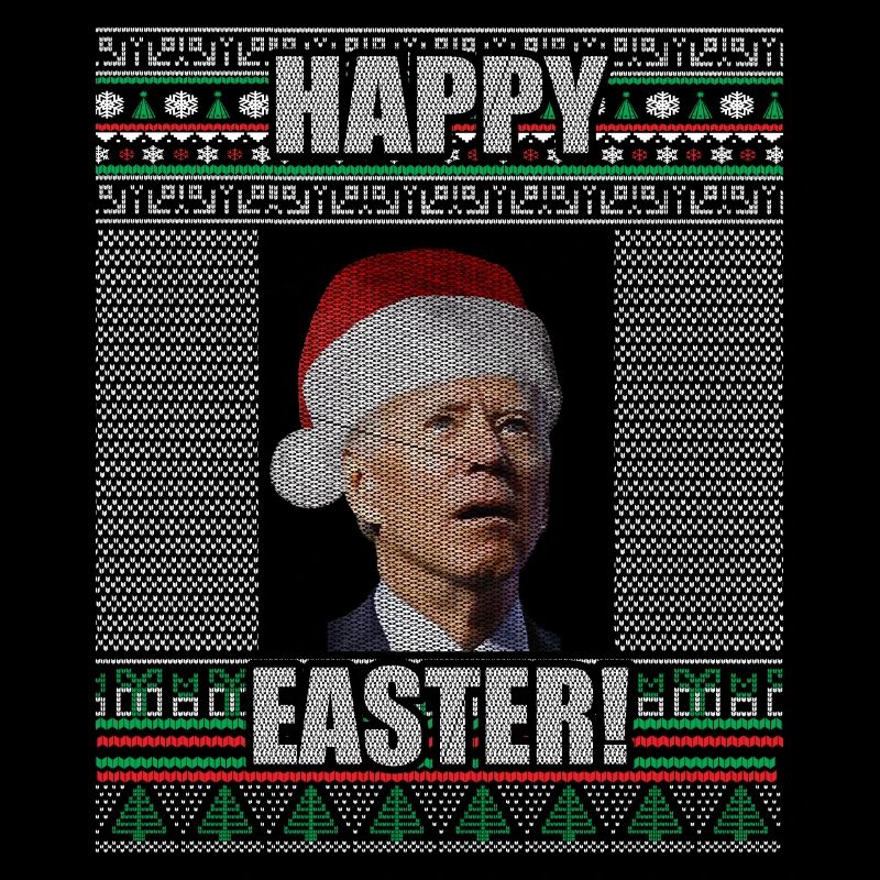 Drôle Biden Pull de Noël moche Joyeuses Pâques
