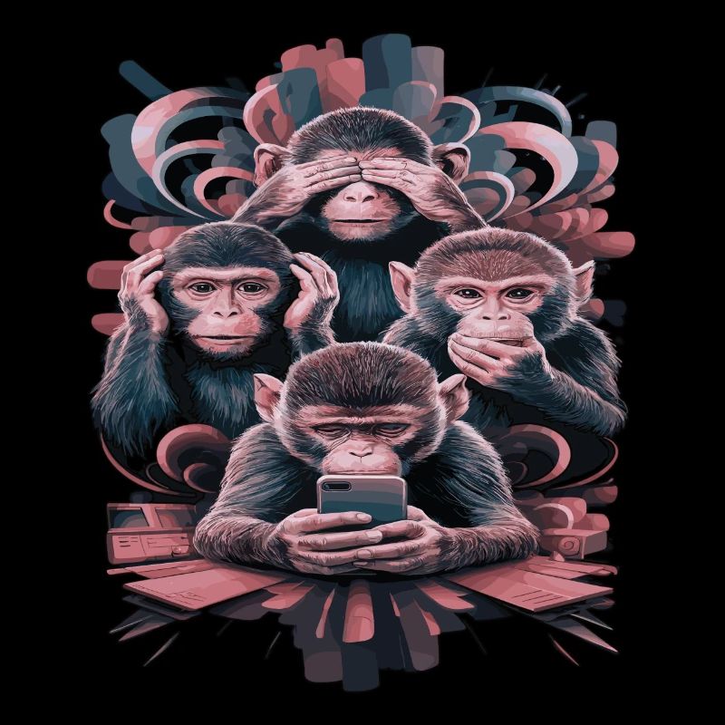 singe sage avec téléphone portable drôle multi conception multimédia