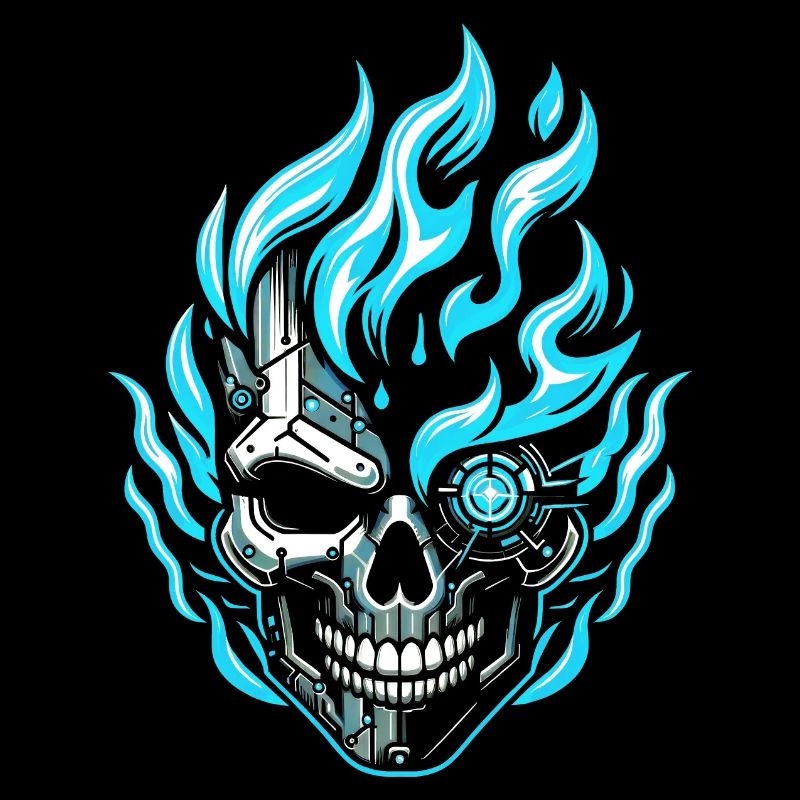 Cyberpunk Flame Skull