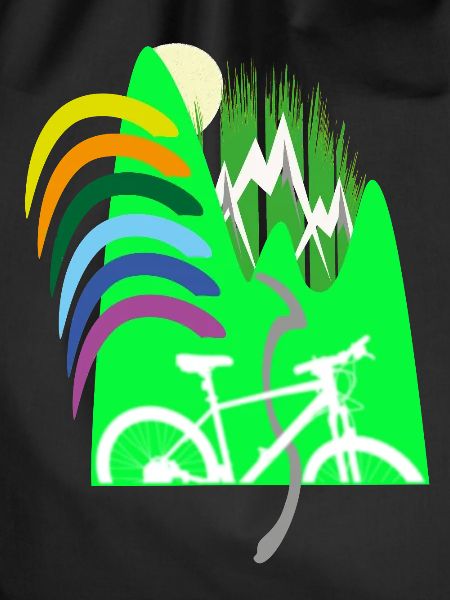 Fahrradpfad Berge Regenbogen