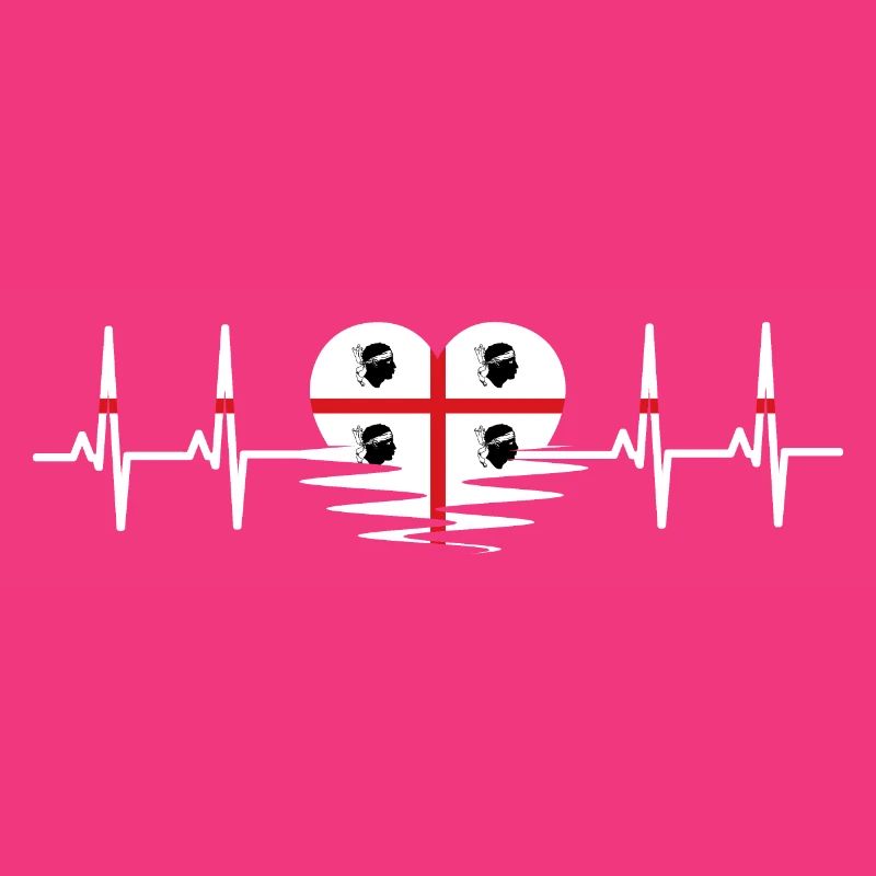 Sardaigne Drapeau Heartbeat Pulse Drapeau sarde