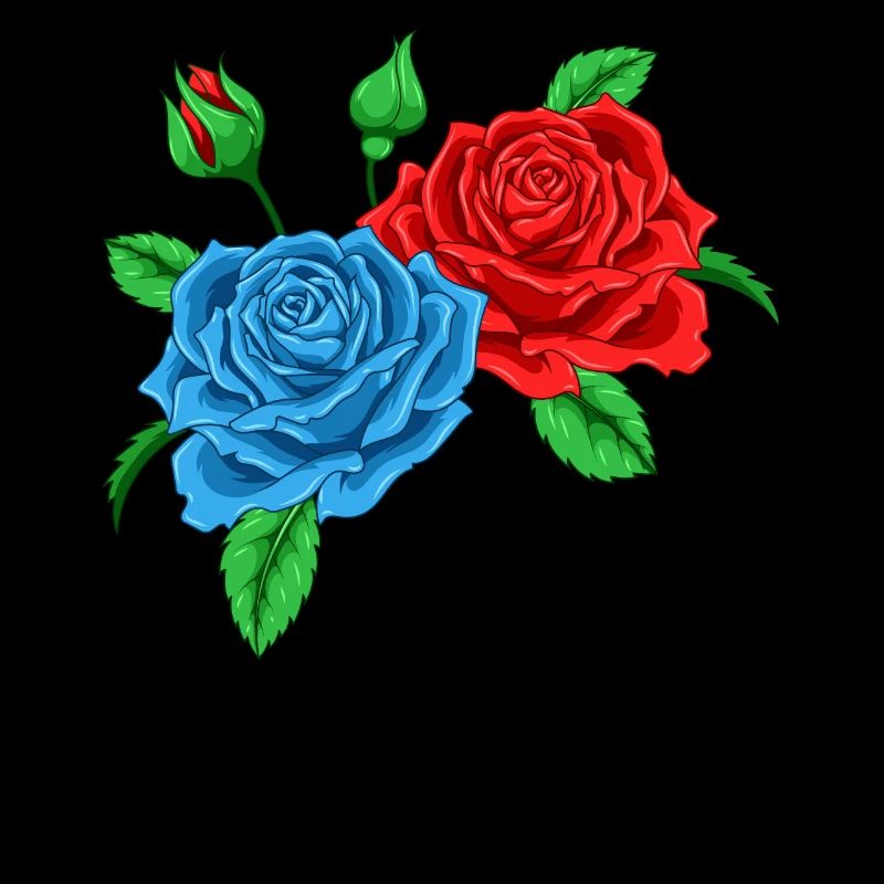 Red And A Blue Rose - Roses