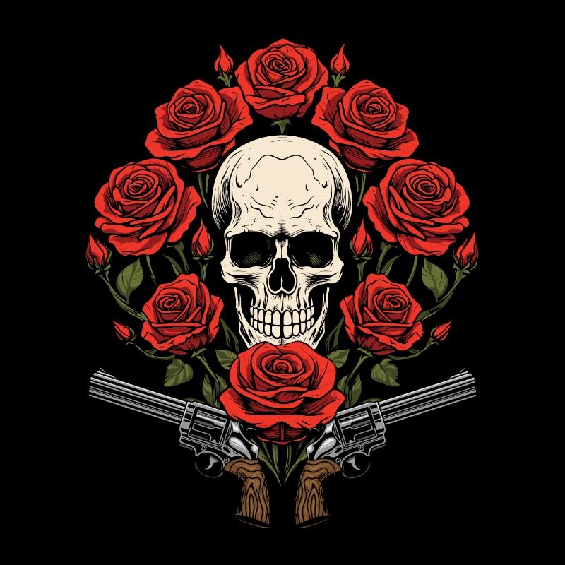 80s Skirt Roses Skull