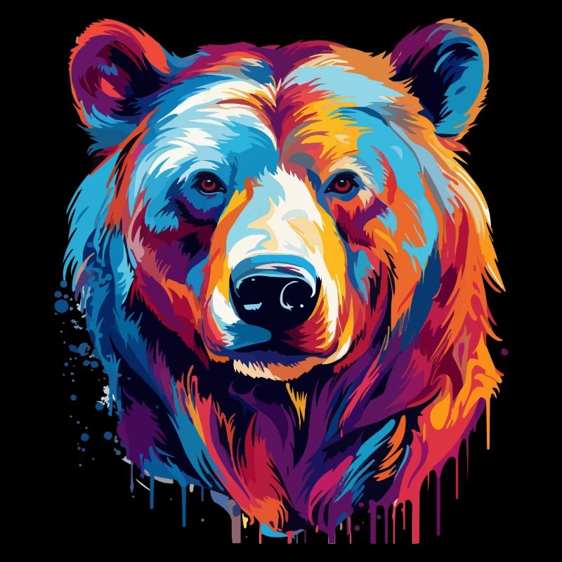 Colorful bear paint blobs paint splashes