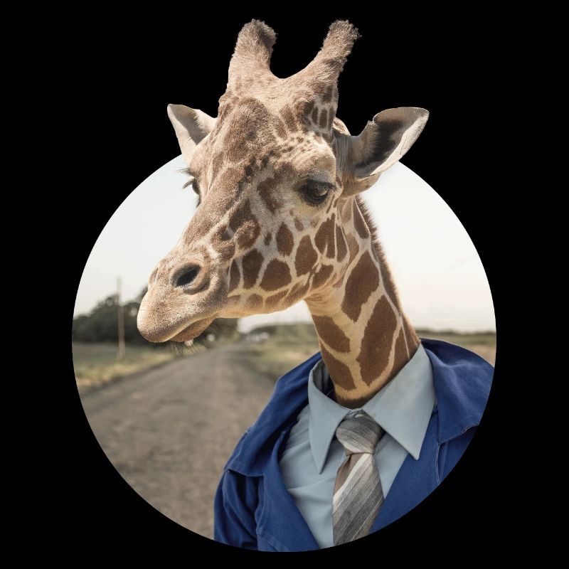 Giraffe im Anzug
