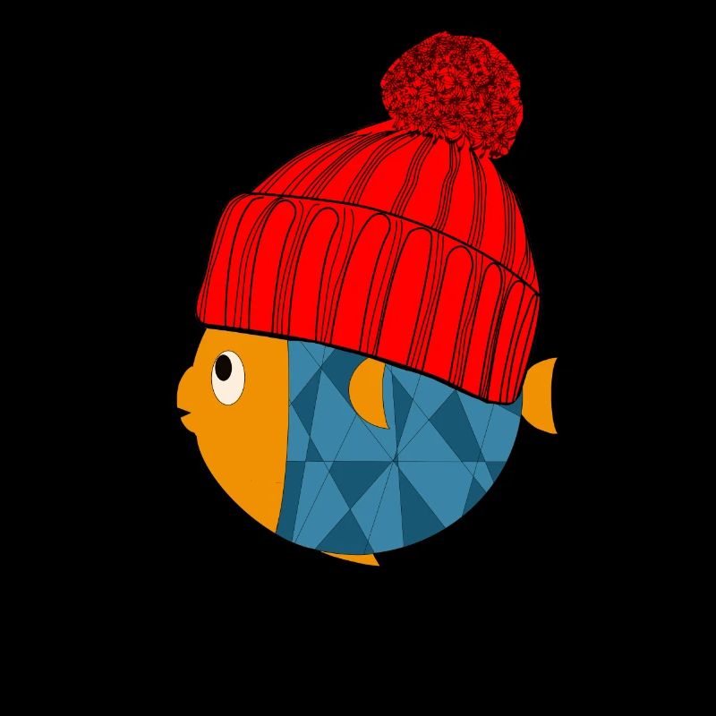 Cute fish with woolen hat