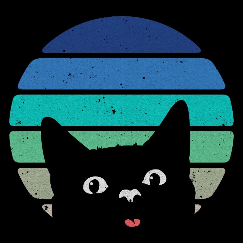 Effronté chat noir rétro vintage