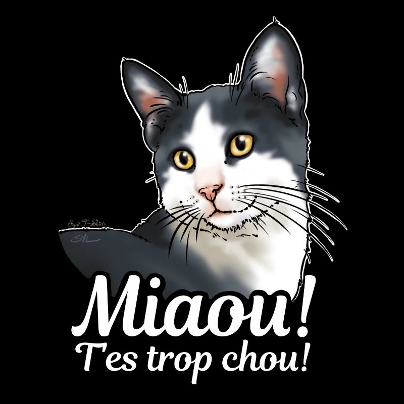 Chat noir et blanc Miaou