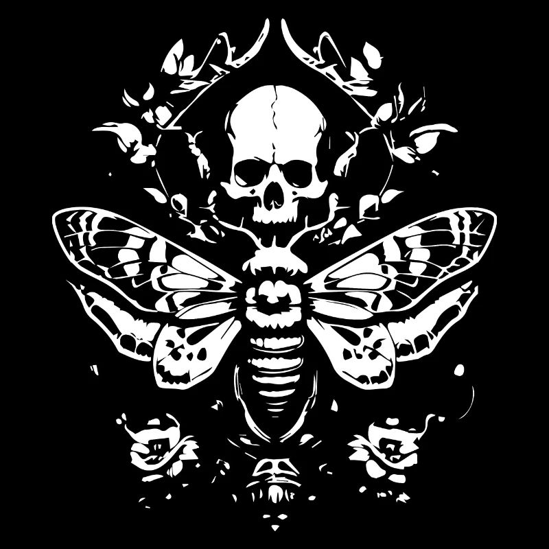 Conception de tatouage de crâne de papillon de nuit