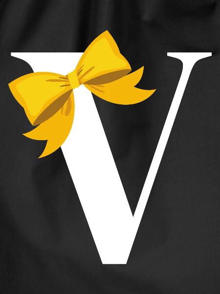 Letter V yellow bow