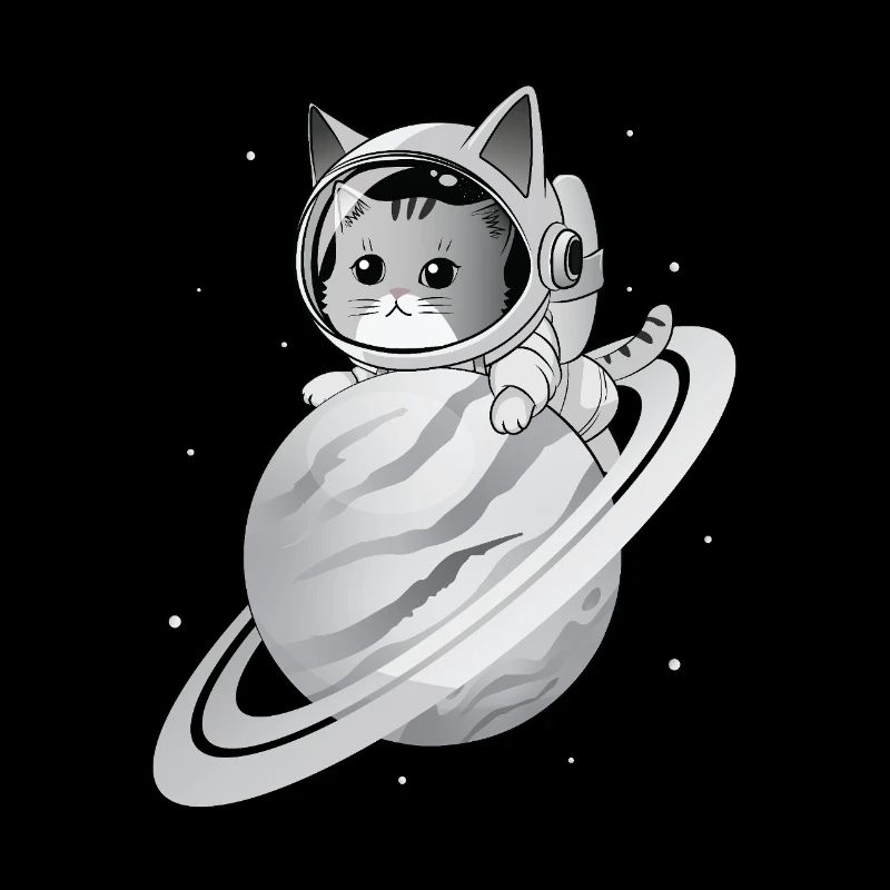 Weltraumkatze mit Planet