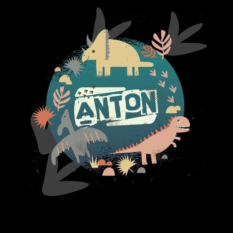 ANTON - Beautiful boy name with cute dinosaurs