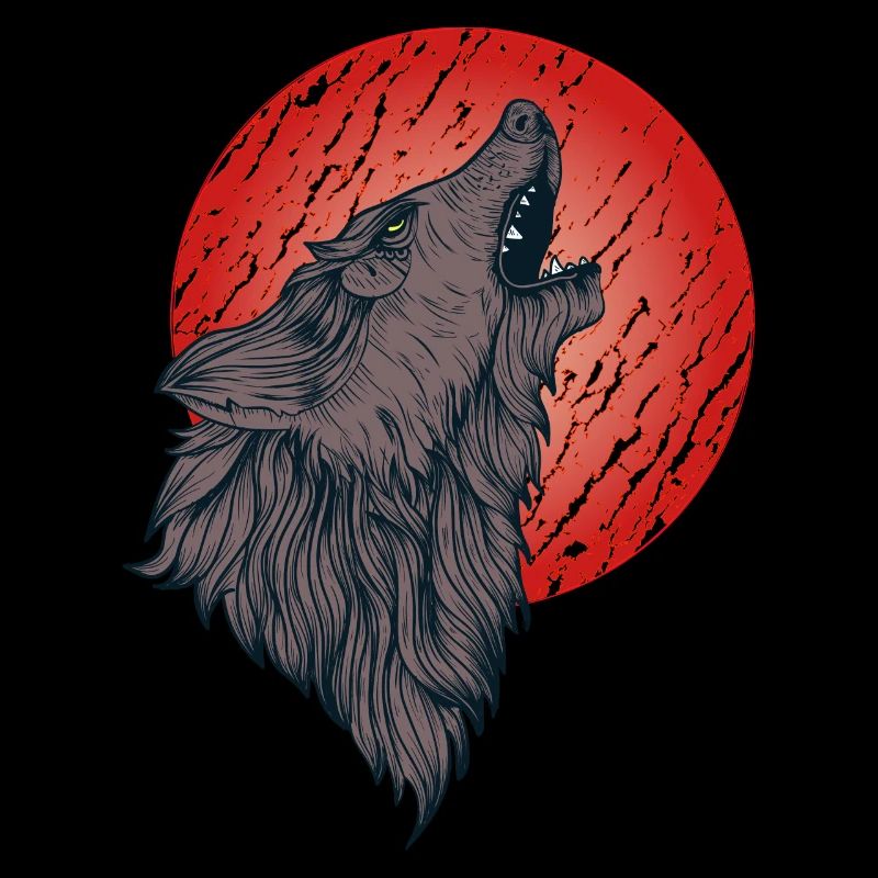 Howling wolf, full moon