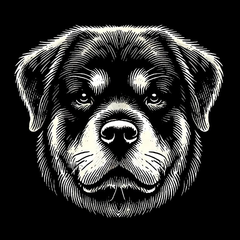 Rottweiler Head Ink Illustration