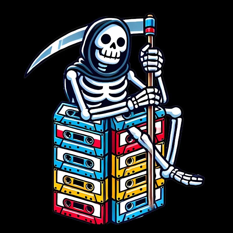 Retro Skeleton with Cassette Tapes