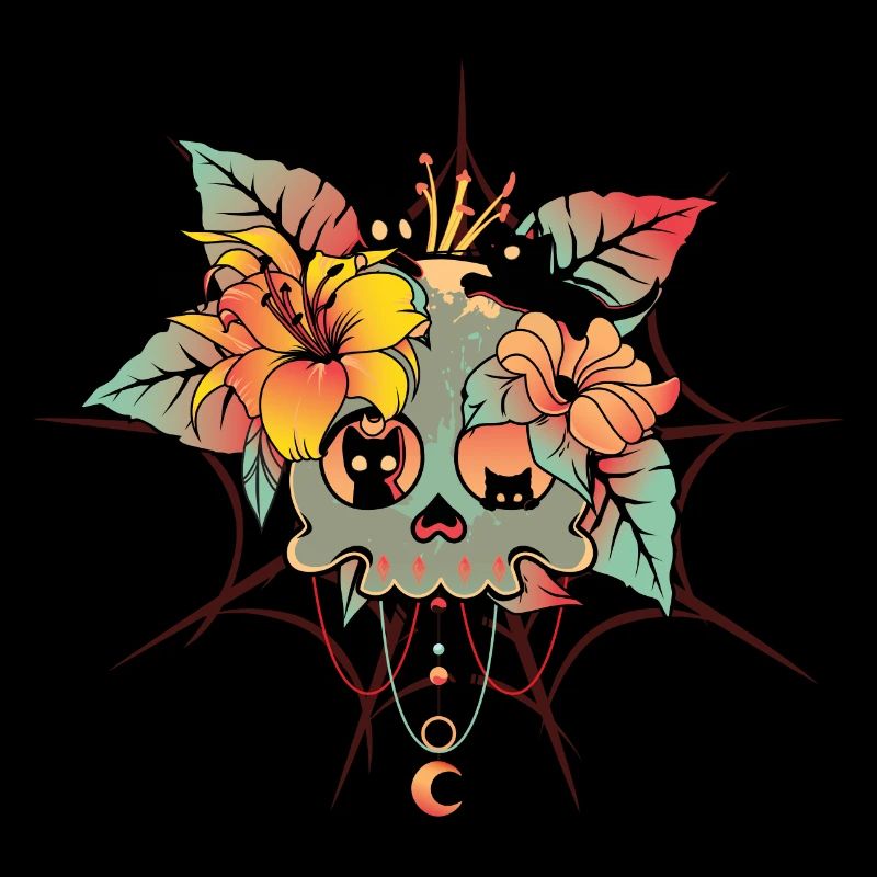 Cats, Skull, Halloween, Cat House, Spider Web