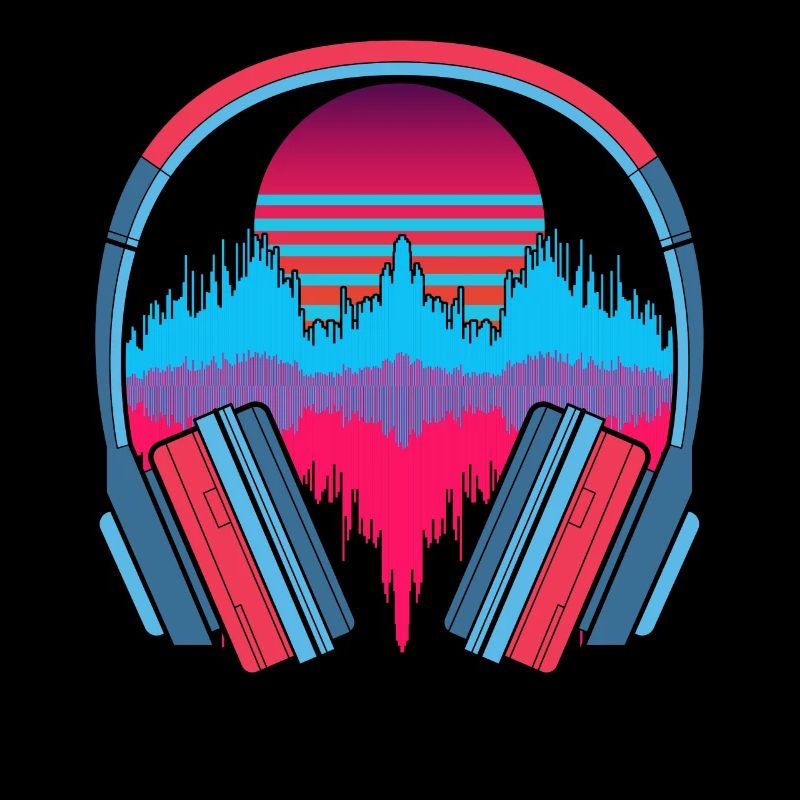 Musik Geschenk Kopfhörer 90er Synthwave Soundwave