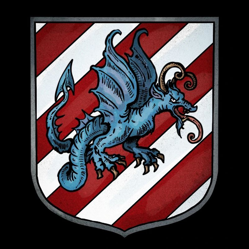 Wappen blauer Drache